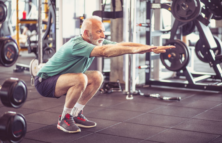 strengthening squatting man